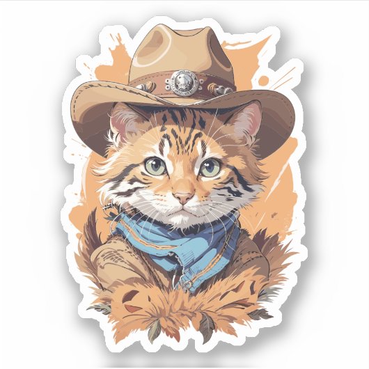  cowboy kitten ontwerp sticker (Voorkant)