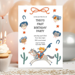 Cowboy Kitties Westerse Verjaardagsfeest Uitnodigi Kaart