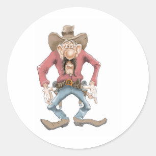 Cowboy klaar om te tekenen ronde sticker