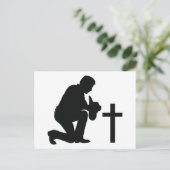 Cowboy Kneeling bij Cross Briefkaart (Staand voorkant)