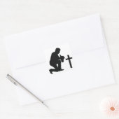 Cowboy Kneeling bij Cross Vierkante Sticker (Envelop)