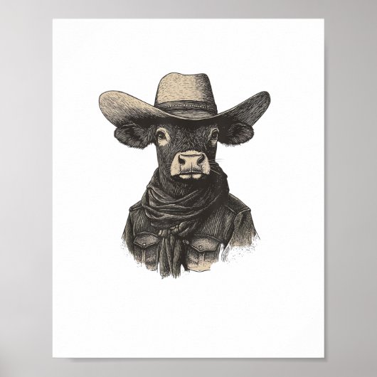 Cowboy Koe Shirt - Westerne Koe Poster (Voorkant)