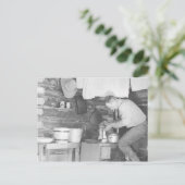 Cowboy koffie zetten in het stapelhuis briefkaart (Staand voorkant)