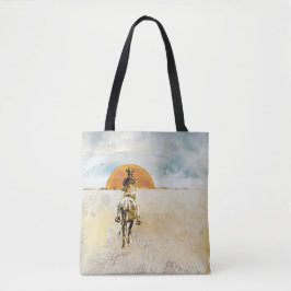 Cowboy Kunst Tote Tas Zonsondergang Western