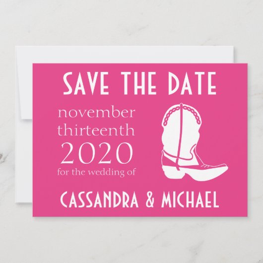 Cowboy Laars Save The Date Aankondiging (Donker Ro (Voorkant)