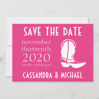 Cowboy Laars Save The Date Aankondiging (Donker Ro
