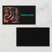 Cowboy laarzen en turquoise sieraden (zwart) visitekaartje (Voorkant / Achterkant)