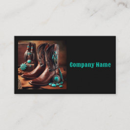 Cowboy laarzen en turquoise sieraden (zwart) visitekaartje
