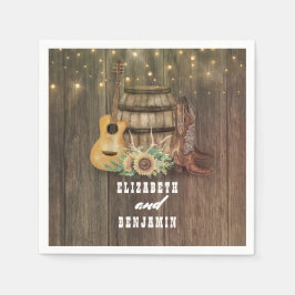 Cowboy laarzen en zonnebloemen wijnvat servet