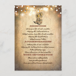 Cowboy laarzen land bruiloft informatie informatiekaartje