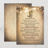 Cowboy laarzen land bruiloft informatie informatiekaartje (Voorkant / Achterkant)