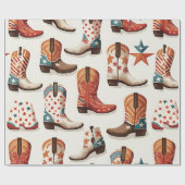 Cowboy laarzen patroon cadeaupapier (Vlak)