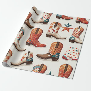 Cowboy laarzen patroon cadeaupapier