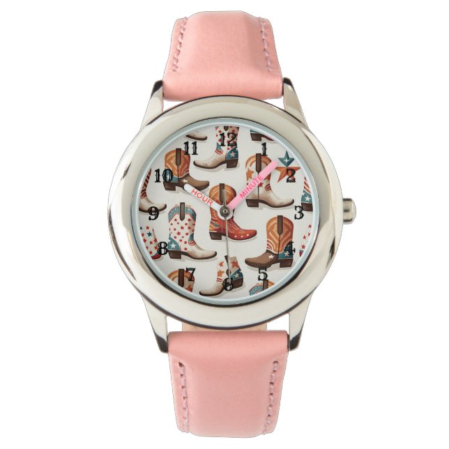 Cowboy laarzen patroon horloge (Voorkant)