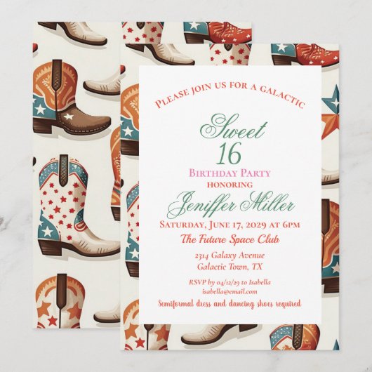 Cowboy laarzen patroon kaart (Voorkant / Achterkant)