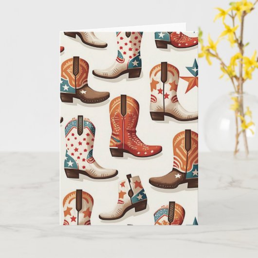 Cowboy laarzen patroon kaart (Gele Bloem)