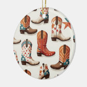 Cowboy laarzen patroon keramisch ornament (Links)