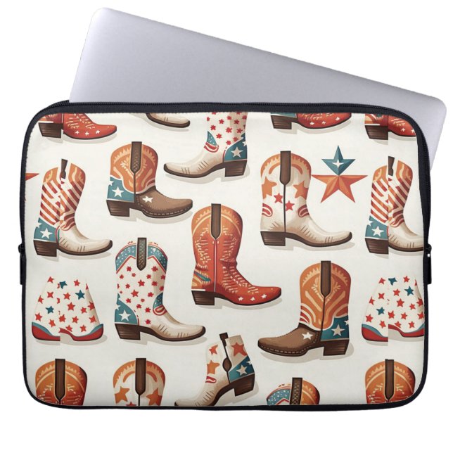 Cowboy laarzen patroon laptop sleeve (Voorkant)