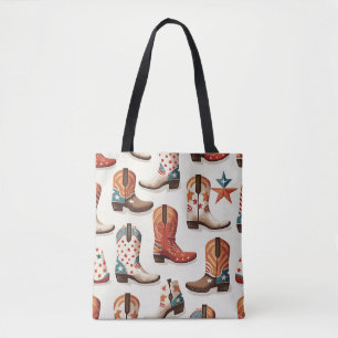 Cowboy laarzen patroon tote bag