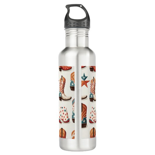 Cowboy laarzen patroon waterfles  (Achterkant)