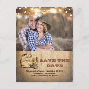 Cowboy laarzen rustieke landenfoto Save the Date Aankondigingskaart