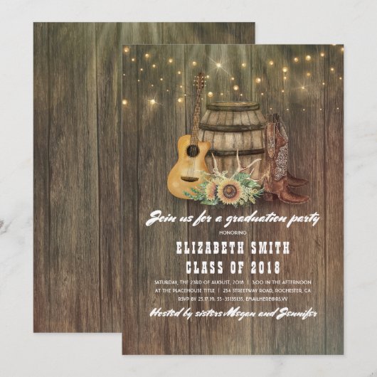 Cowboy laarzen Wijn Barrel Country Graduation Part Kaart (Voorkant / Achterkant)