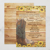 Cowboy laarzen zonnebloem bruids douche uitnodigin kaart (Voorkant / Achterkant)