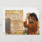 Cowboy laarzen zonnebloem bruids douche uitnodigin kaart (Voorkant)