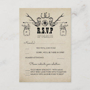 Cowboy laat land Rustic Wedding RSVP zien Kaartje
