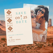 Cowboy Land Western Aztec Bruiloft Save the Date