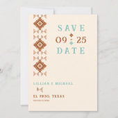 Cowboy Land Western Aztec Bruiloft Save the Date Kaart (Voorkant)