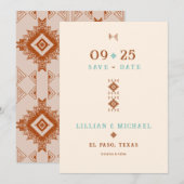 Cowboy Land Western Blauwgroen Bruiloft Save the D Kaart (Voorkant / Achterkant)