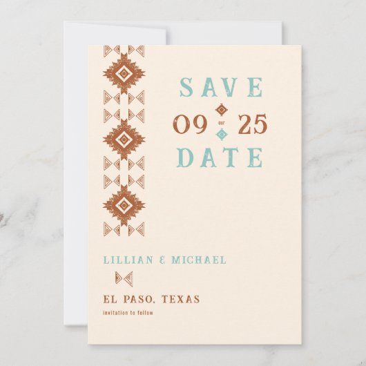 Cowboy Land Western Chique Bruiloft Save the Date Kaart (Voorkant)