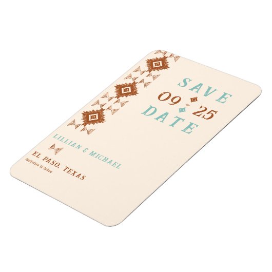 Cowboy Land Western Chique Bruiloft Save the Date Magneet (Linkerzijde)