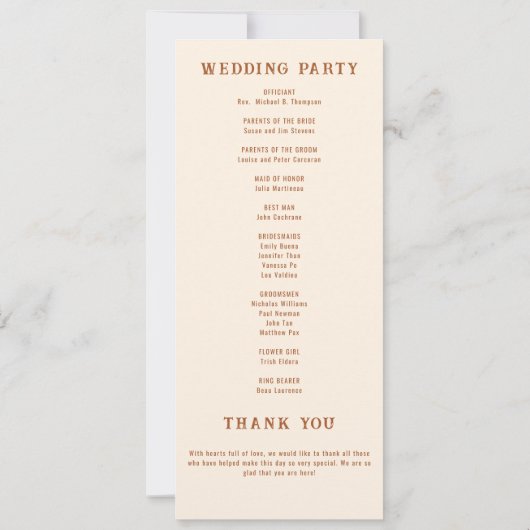 Cowboy Land Western Desert Love Bruiloft Programma (Achterkant)