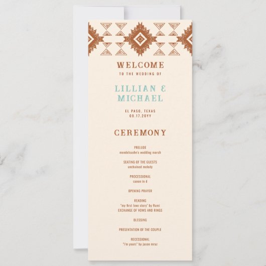 Cowboy Land Western Desert Love Bruiloft Programma (Voorkant)