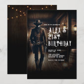 Cowboy Land Western Saloon Verjaardagsfeest Kaart (Voorkant / Achterkant)