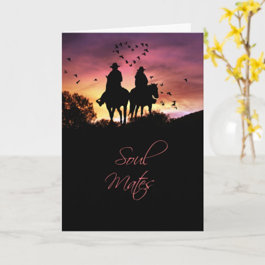 Cowboy Land Western Solid Mate Ik hou van je Kaart (Gele Bloem)