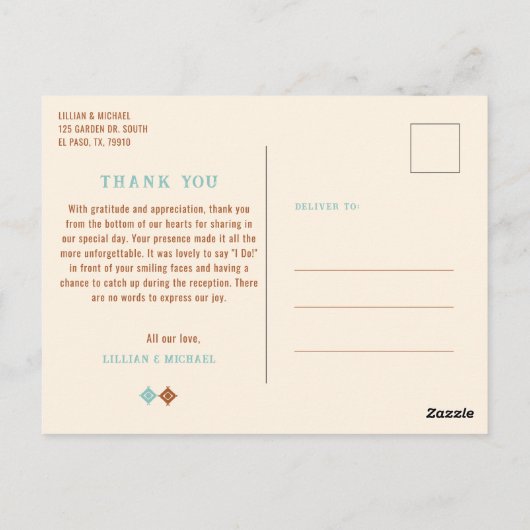 Cowboy land Westerne bruiloft foto dank u Briefkaart (Achterkant)