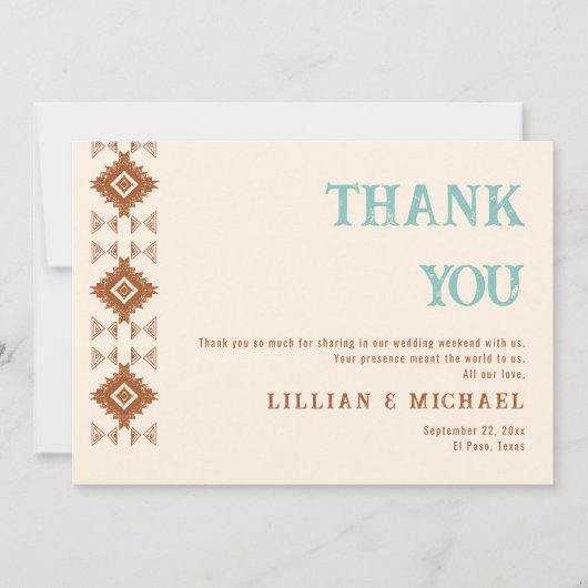 Cowboy Land Westerne Woestijn Terracotta Bruiloft Bedankkaart (Voorkant)