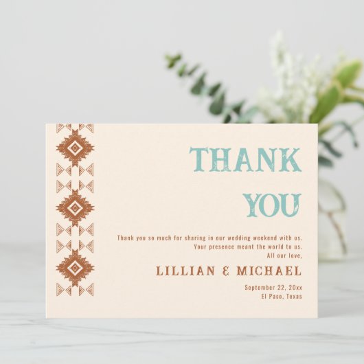 Cowboy Land Westerne Woestijn Terracotta Bruiloft Bedankkaart (Staand voorkant)