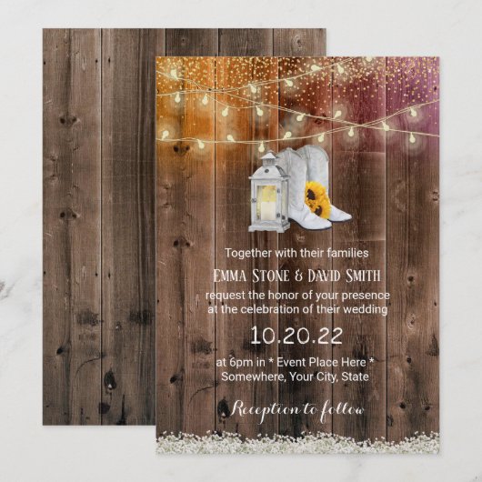 Cowboy Lantern Rustic Wood Country Weddenschap Kaart (Voorkant / Achterkant)