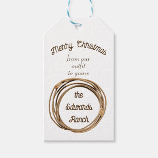 Cowboy Lariat Prettig Kerstfeest Cadeaulabel