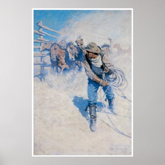 Cowboy lassoing a paard, 1904 poster (Voorkant)