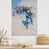 Cowboy lassoing a paard, 1904 poster (Keuken)