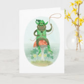 Cowboy Leprechaun Frog St. Patrick's Day Kaart (Gele Bloem)