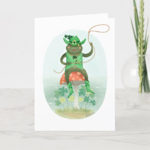 Cowboy Leprechaun Frog St. Patrick's Day Kaart