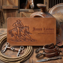 Cowboy Leren Landelijke Paardentrainer Visitekaart