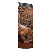 Cowboy leren look bruin paard thermosbeker (Geroteerd rechts)
