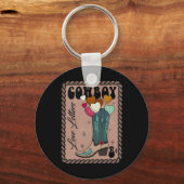 Cowboy-liefdesbrief, Retro Valentijn, Howdy Wester Sleutelhanger (Voorkant)